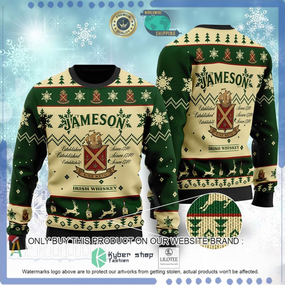 jameson irish whiskey green yellow christmas sweater 1 77213