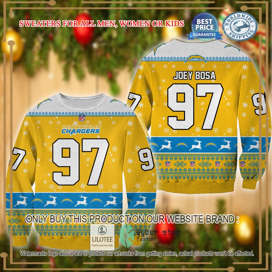 joey bosa los angeles chargers christmas sweater 1 29273