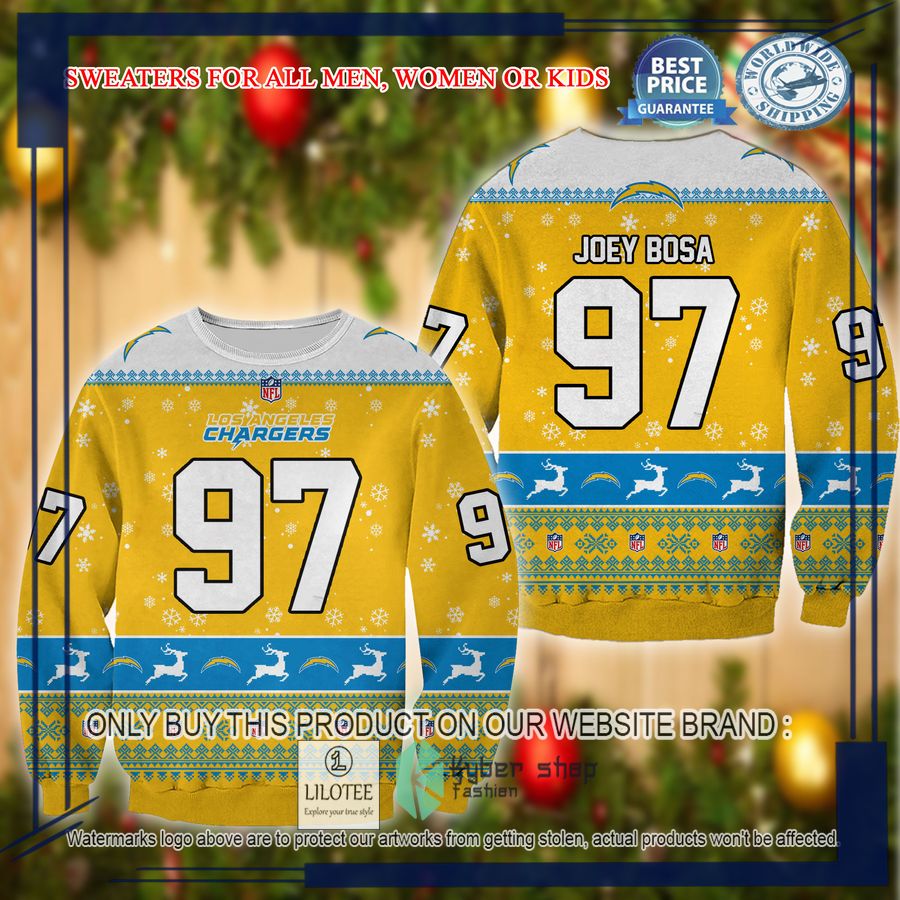 joey bosa los angeles chargers christmas sweater 1 50541