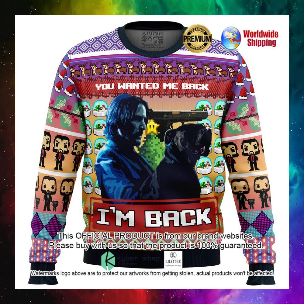john wick with dog you wanted me back im back christmas sweater 1 463