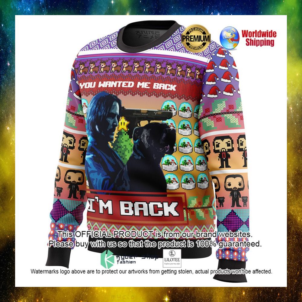 john wick with dog you wanted me back im back christmas sweater 1 773
