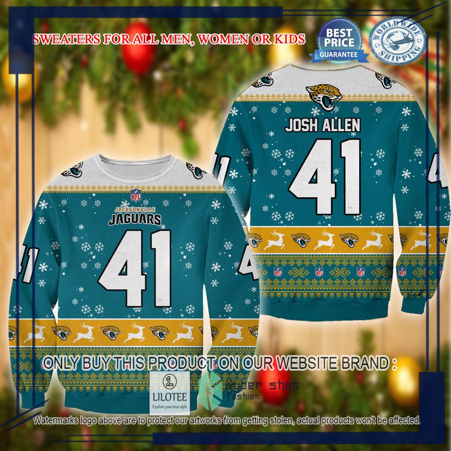 josh allen jacksonville jaguars christmas sweater 1 97485