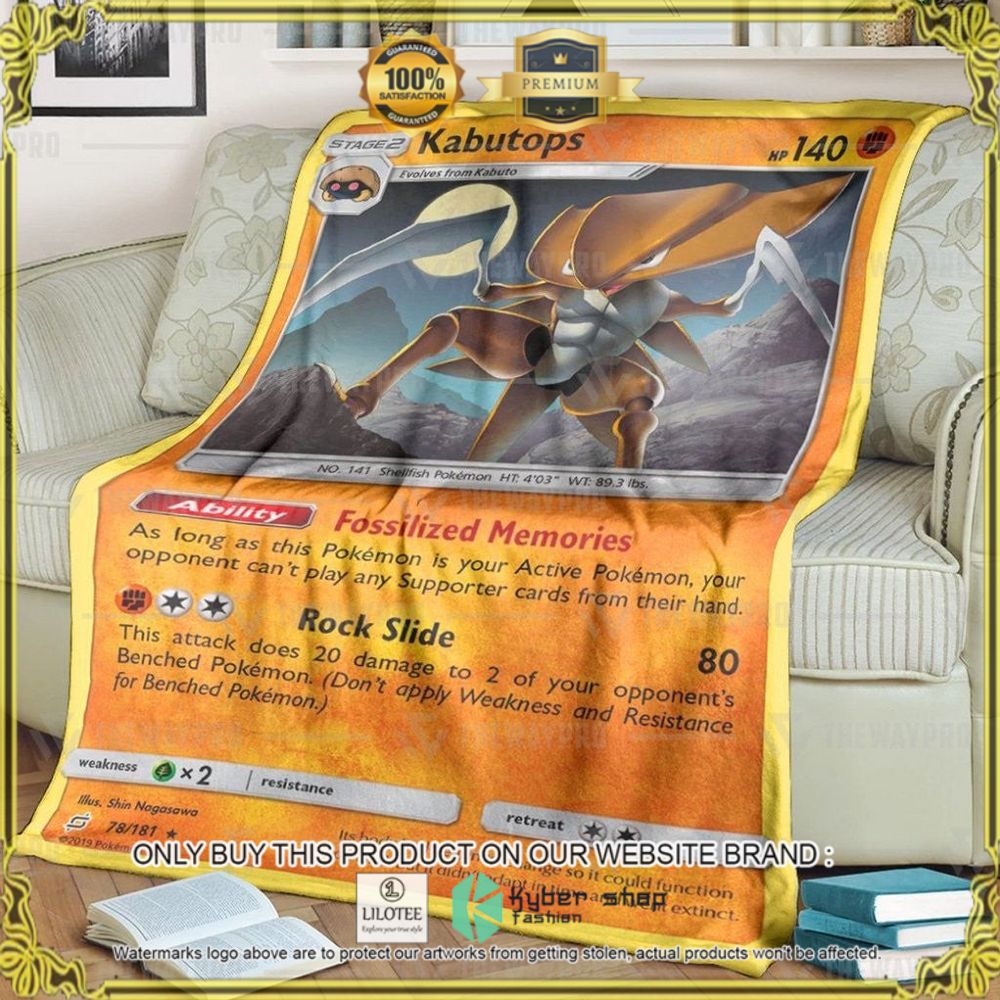 Kabutops Team Up Custom Pokemon Soft Blanket - LIMITED EDITION 6