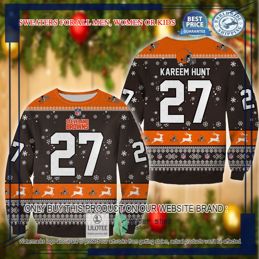 kareem hunt cleveland browns christmas sweater 1 93140