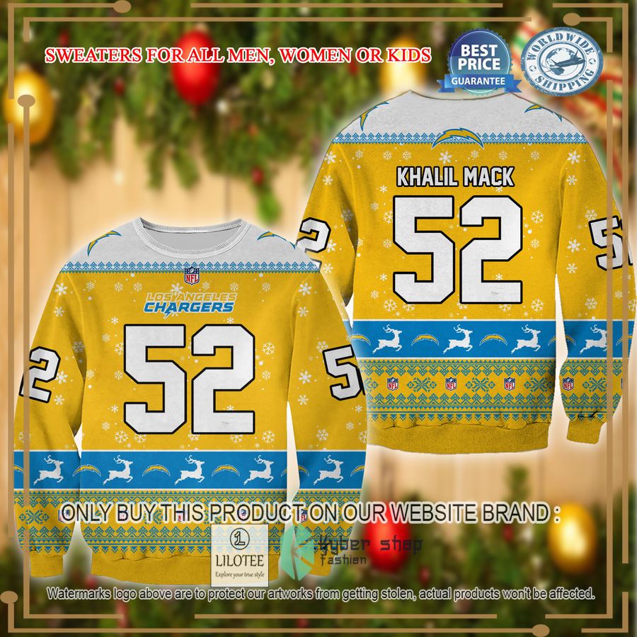 khalil mack los angeles chargers christmas sweater 1 23173