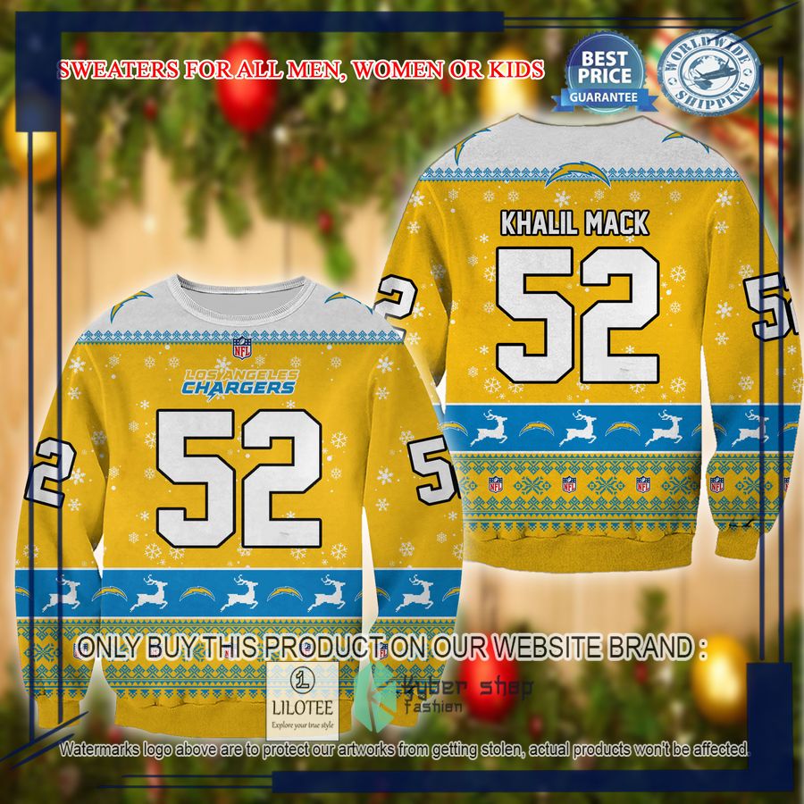 khalil mack los angeles chargers christmas sweater 1 7168