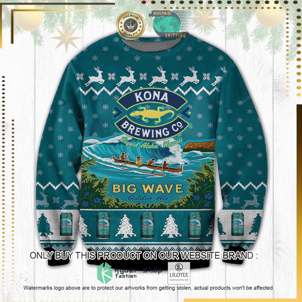kona brewing co big wave knitted christmas sweater 1 10914