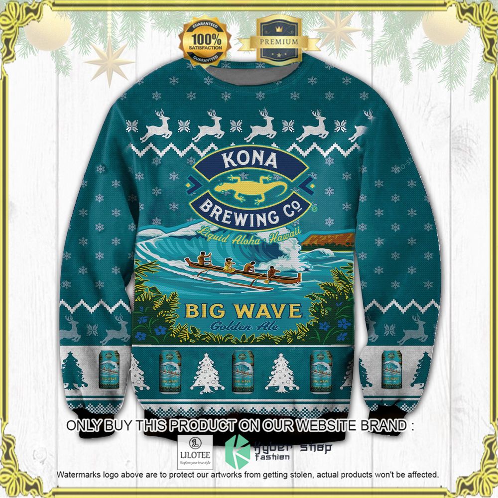 kona brewing co big wave knitted christmas sweater 1 1959