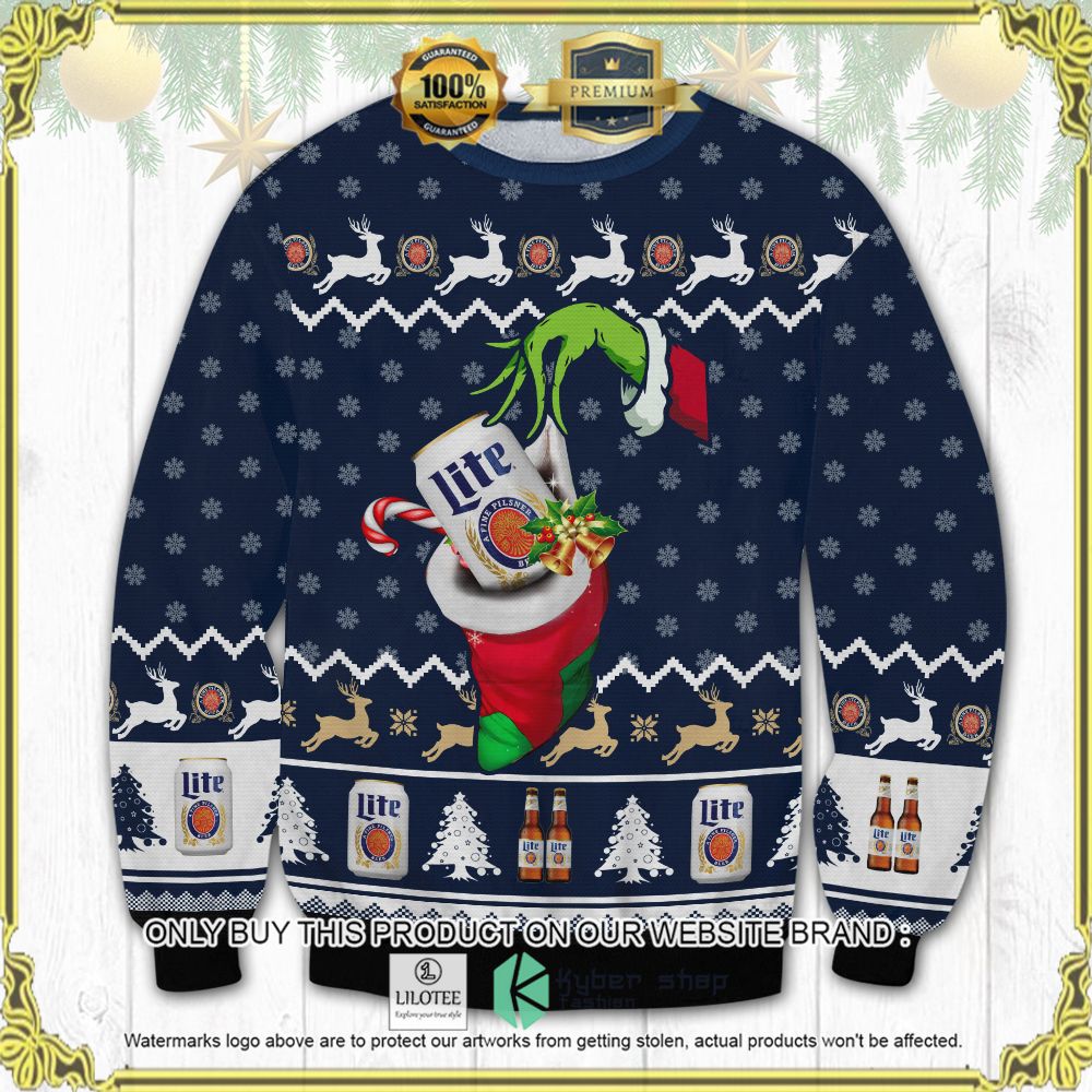 lite beer the grinch hand knitted christmas sweater 1 59031
