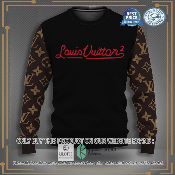louis vuitton red black christmas sweater 1 85686