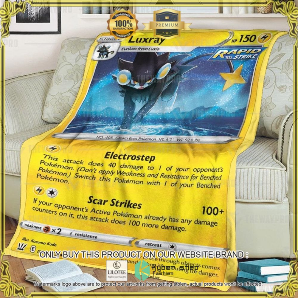 Luxray Custom Pokemon Soft Blanket - LIMITED EDITION 9