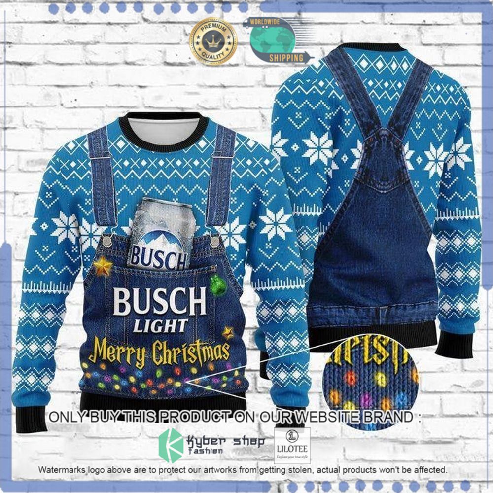 merry christmas busch light blue christmas sweater 1 34305