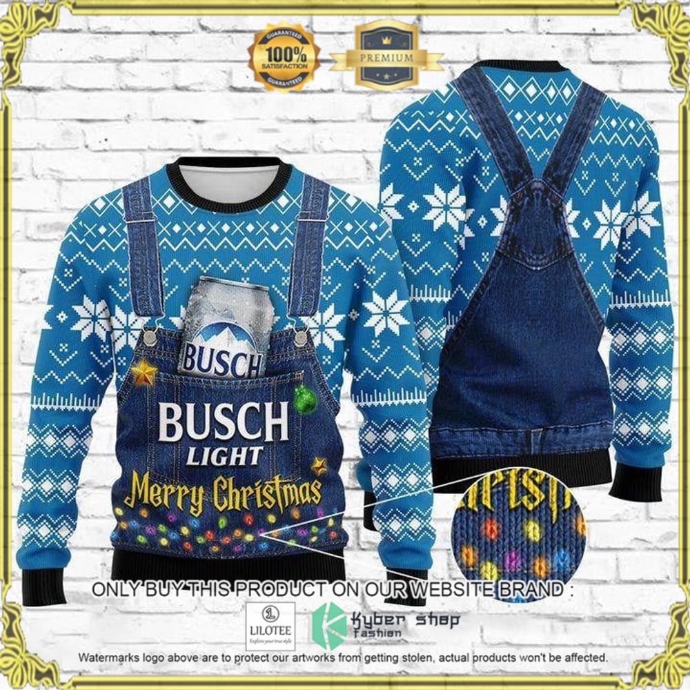 merry christmas busch light blue christmas sweater 1 75889