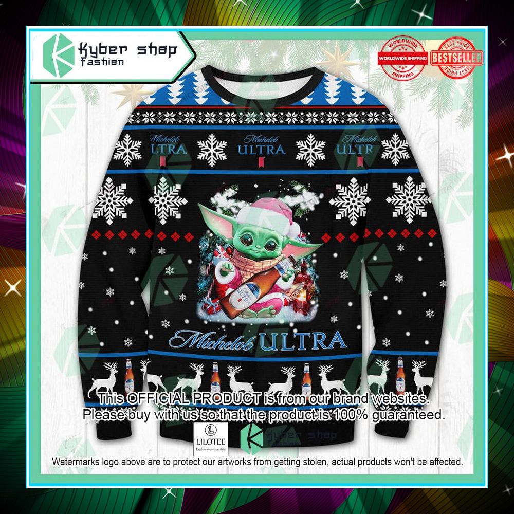 michelob ultra baby yoda christmas sweater 1 638