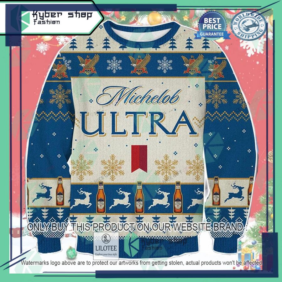michelob ultra blue ugly christmas sweater 1 12524