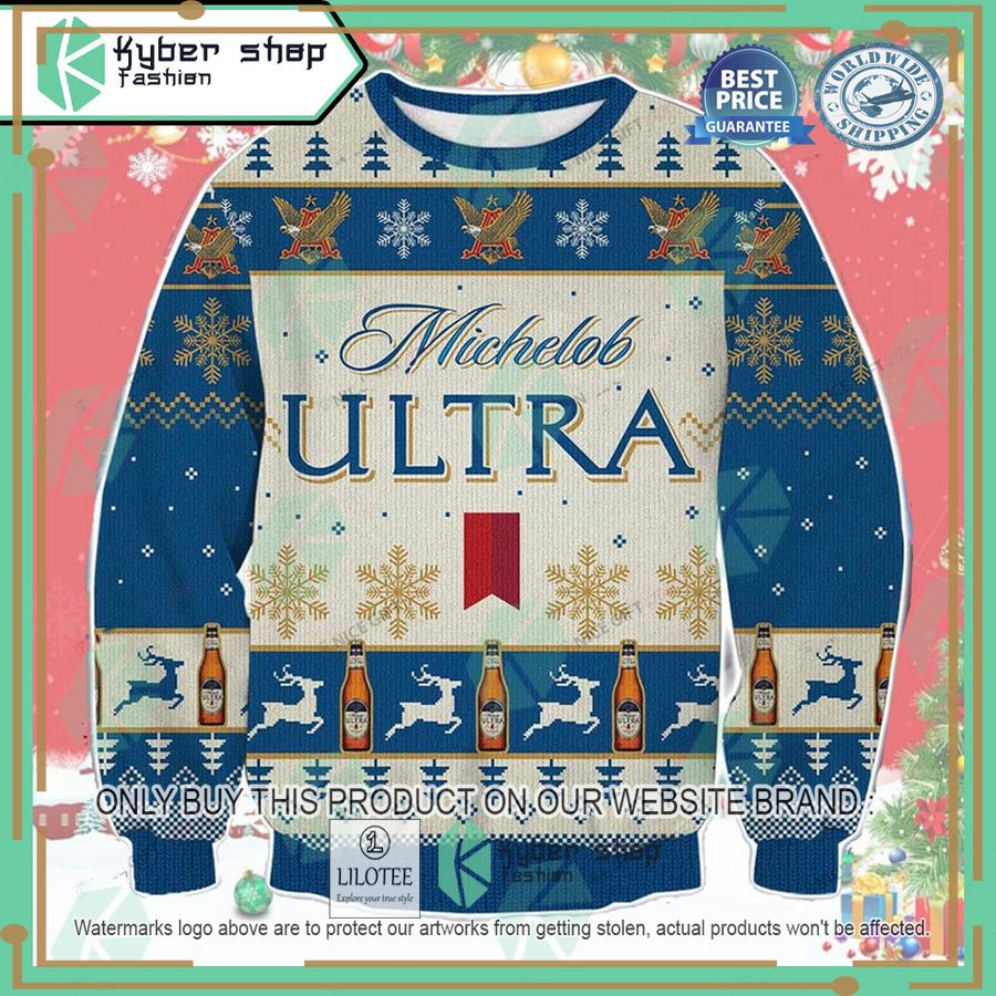 michelob ultra blue ugly christmas sweater 1 89973