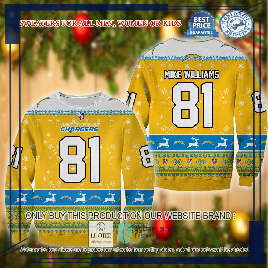 mike williams los angeles chargers christmas sweater 1 75904