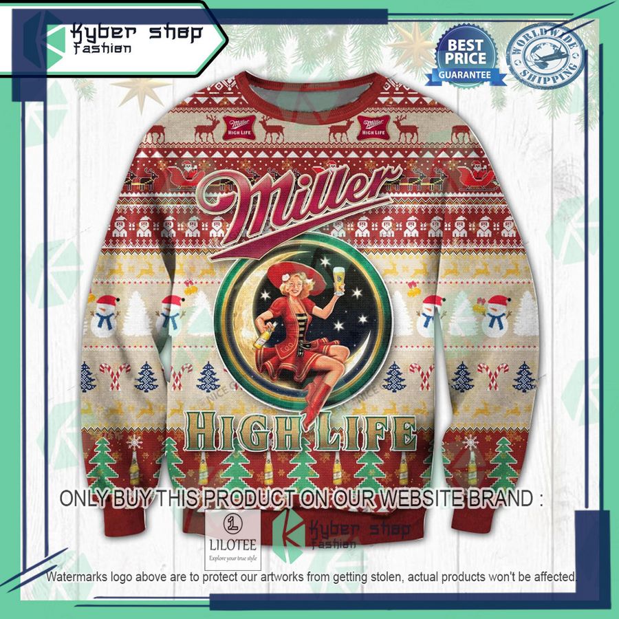 miller high life ugly christmas sweater 1 66090