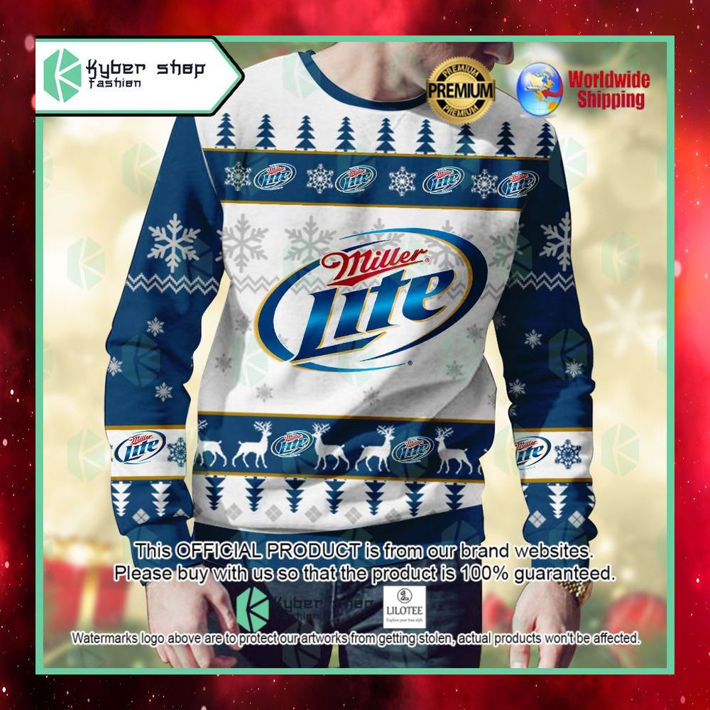 miller lite lager beer ugly sweater 1 123