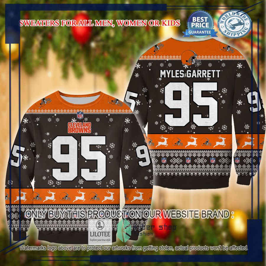 myles garrett cleveland browns christmas sweater 1 97915