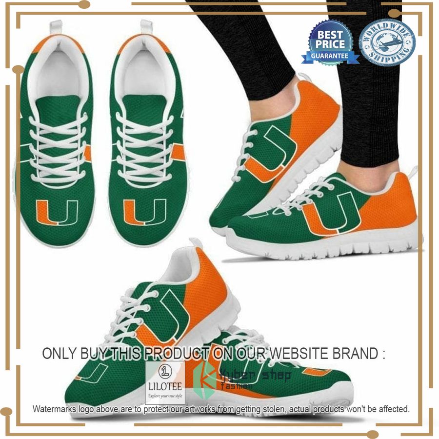 NCAA Miami Hurricanes green Sneaker Shoes - LIMITED EDITION 9