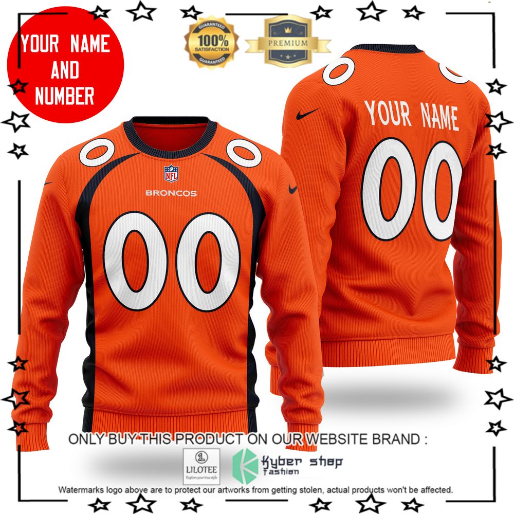 nfl denver broncos personalized orange wool sweater 1 51395