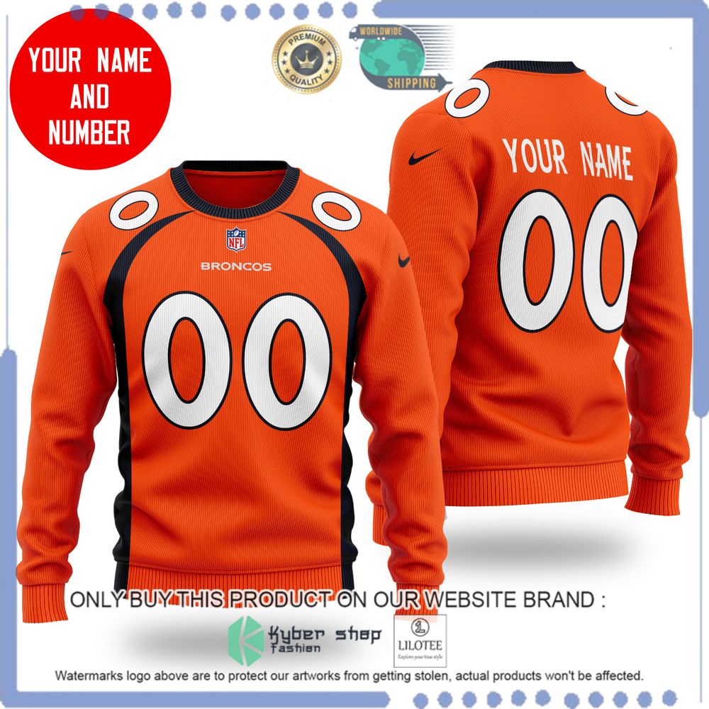nfl denver broncos personalized orange wool sweater 1 96726