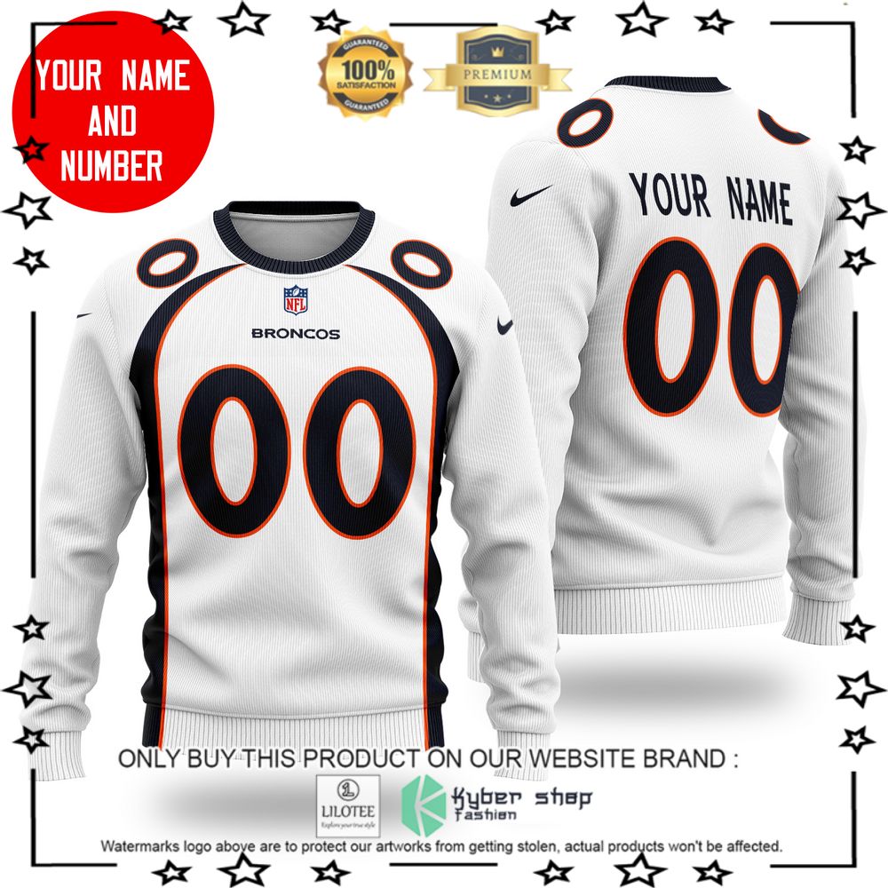 nfl denver broncos personalized white wool sweater 1 73168