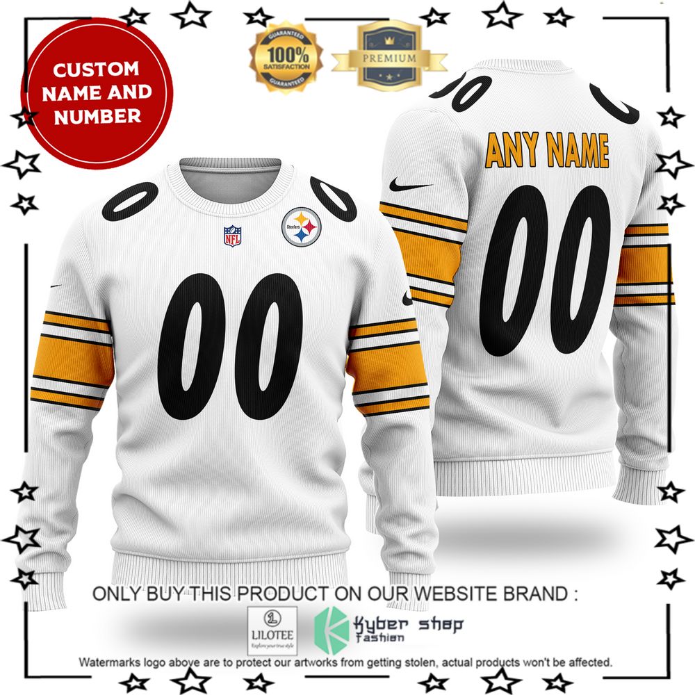 nfl pittsburgh steelers personalized white wool sweater 1 44575