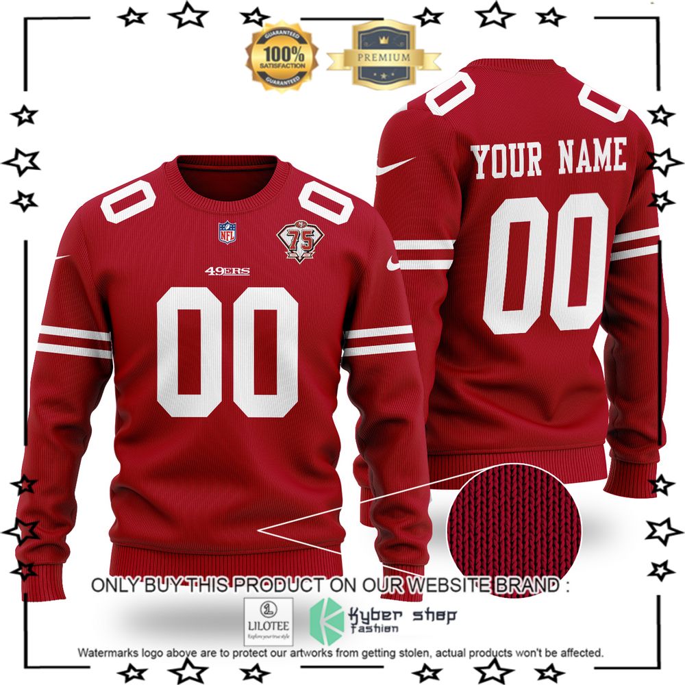 nfl san francisco 49ers 75th anniversary personalized christmas sweater 1 32211