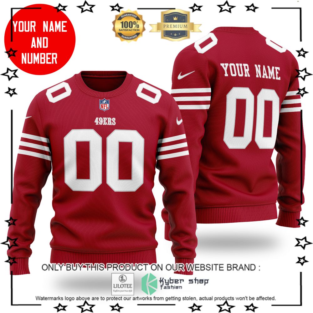 nfl san francisco 49ers personalized red wool sweater 1 73716