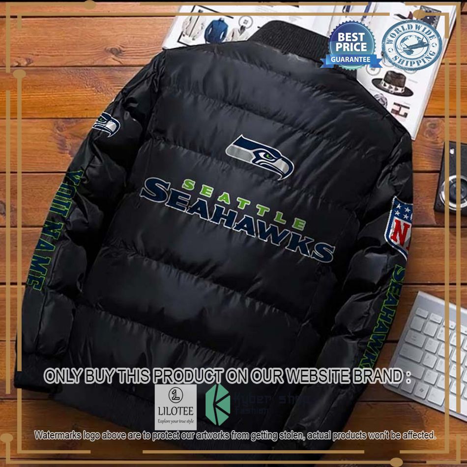 nfl seattle seahawks logo helmet custom name down jacket 2 36296