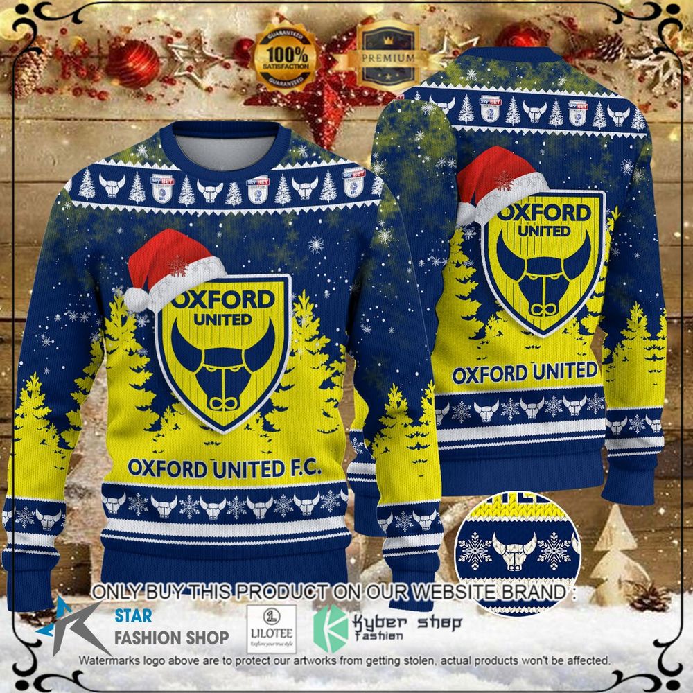 oxford united f c yellow blue christmas sweater 1 40350