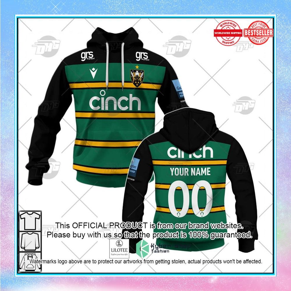 personalize rugby northampton saints 2022 23 home shirt hoodie 1 851