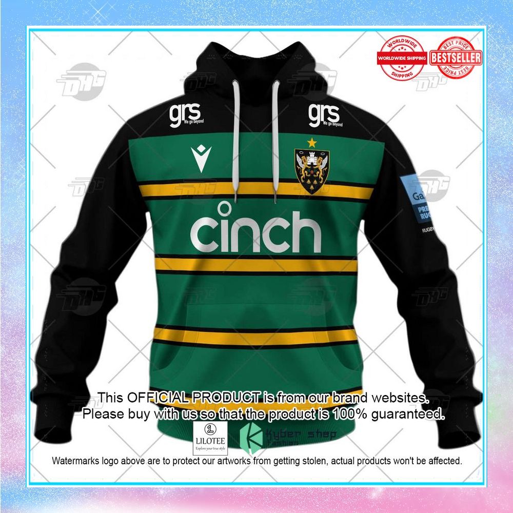 personalize rugby northampton saints 2022 23 home shirt hoodie 2 581
