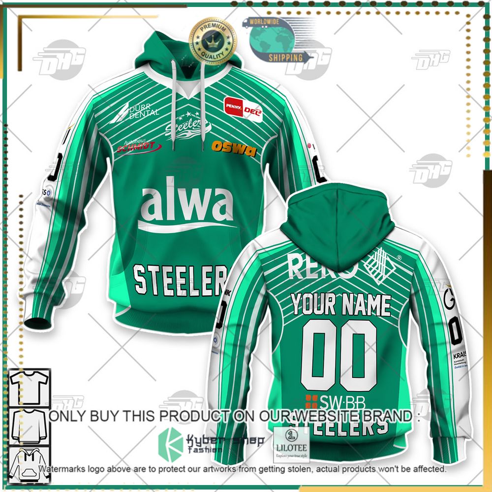 personalized del bietigheim steelers white green 3d hoodie shirt 1 734