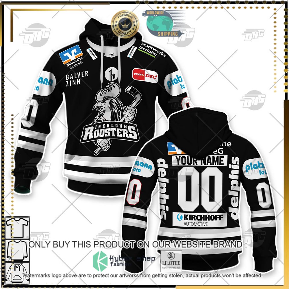 personalized del iserlohn roosters black white 3d hoodie shirt 1 6757