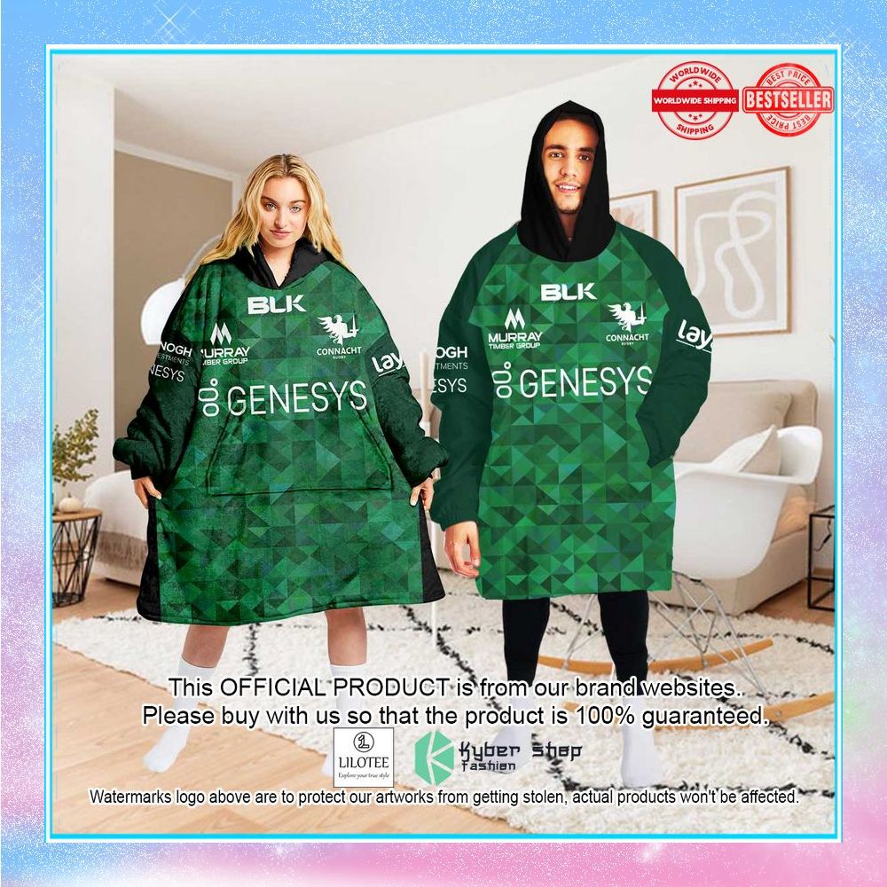 personalized ireland connacht rugby green oodie blanket hoodie 2 241