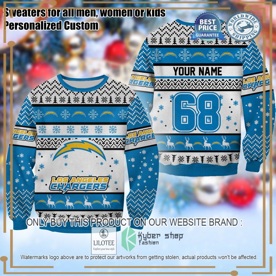 personalized los angeles chargers christmas sweater 1 64511