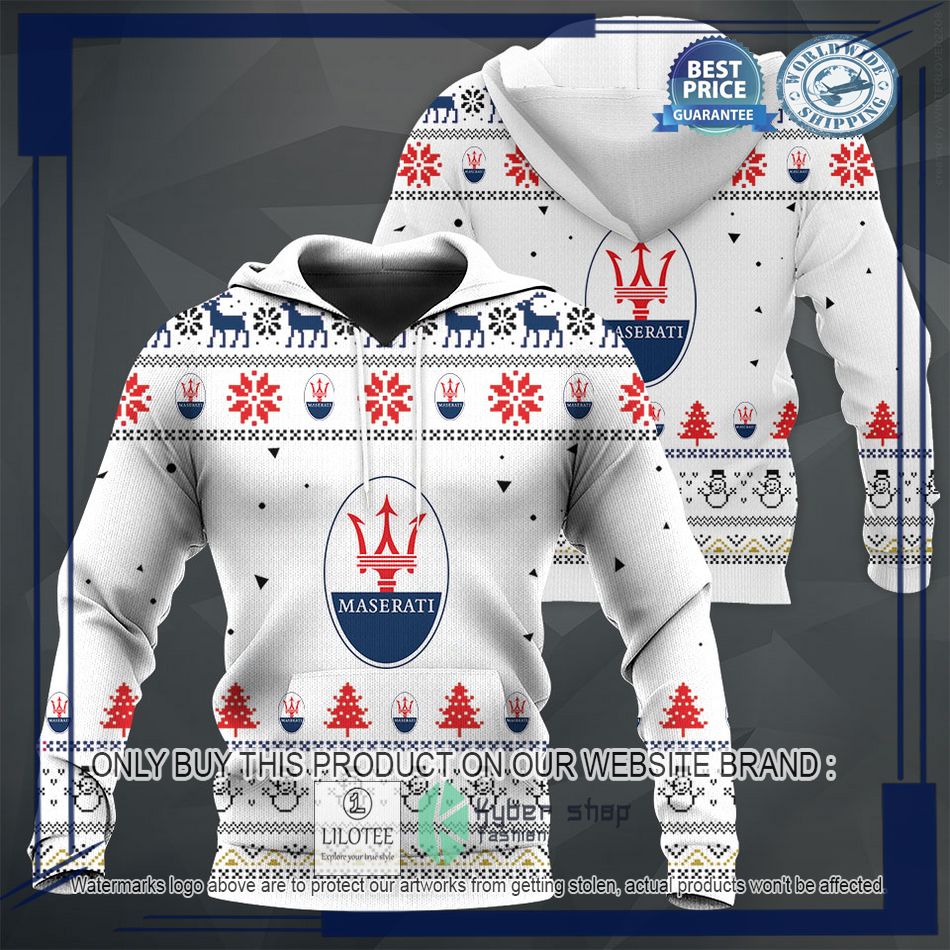 personalized maserati white christmas sweater hoodie sweater 1 95006