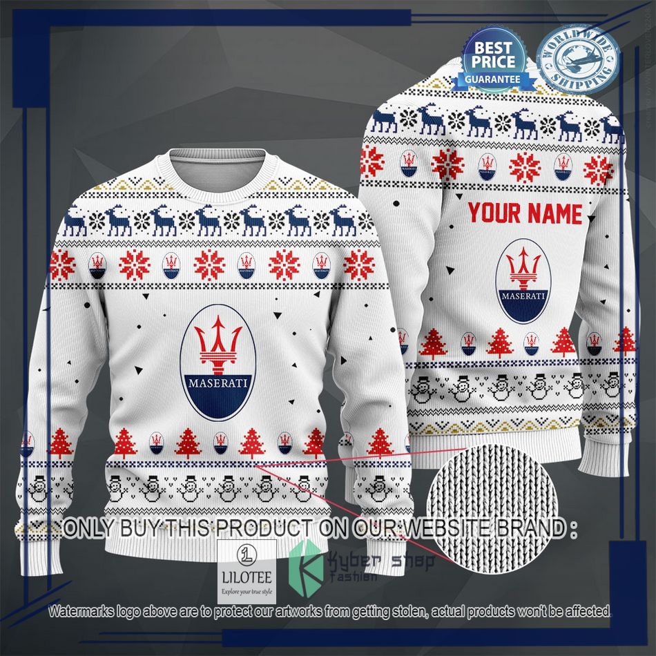 personalized maserati white christmas sweater hoodie sweater 2 64516