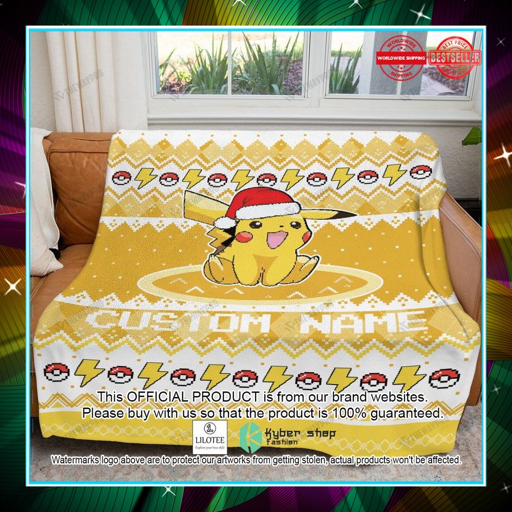 personalized name pikachu christmas blanket 1 255