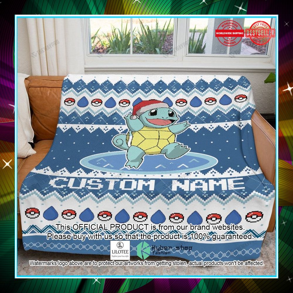 personalized name squirtle christmas blanket 1 958