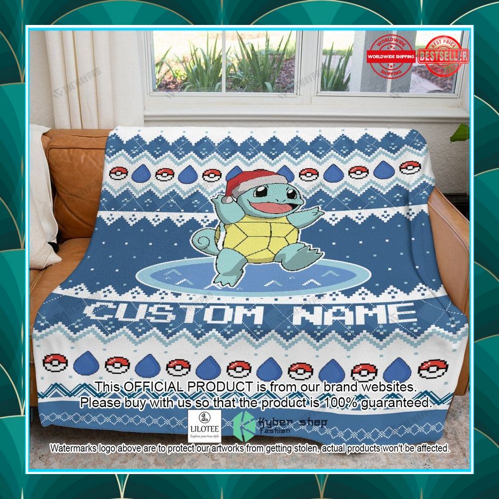 personalized name squirtle christmas blanket 1 978