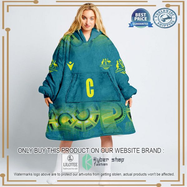 personalized netball australia diamonds blue oodie blanket hoodie 1 60222