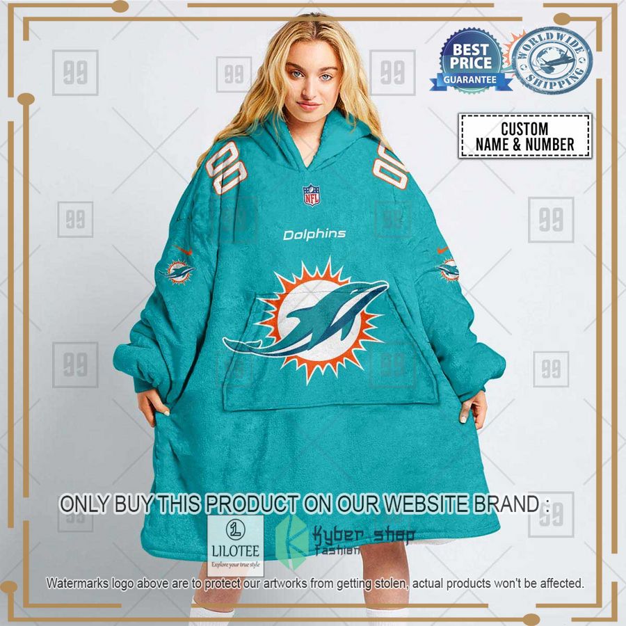 personalized nfl miami dolphins oodie blanket hoodie 1 98352
