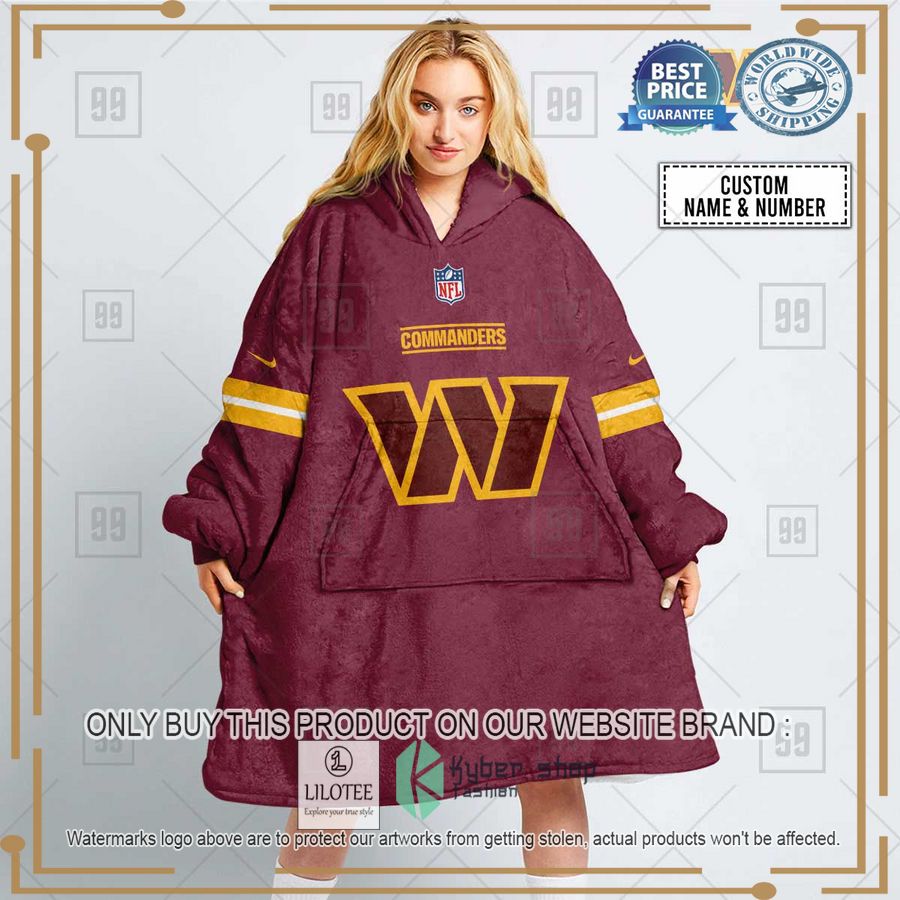 personalized nfl washington commanders oodie blanket hoodie 1 96779