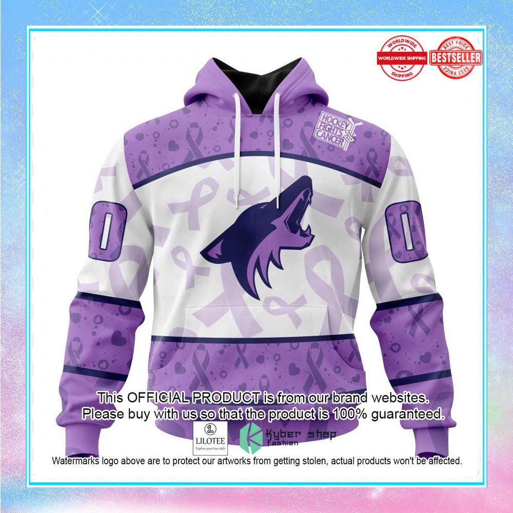 personalized nhl arizona coyotes special lavender fight cancer shirt hoodie 1 787