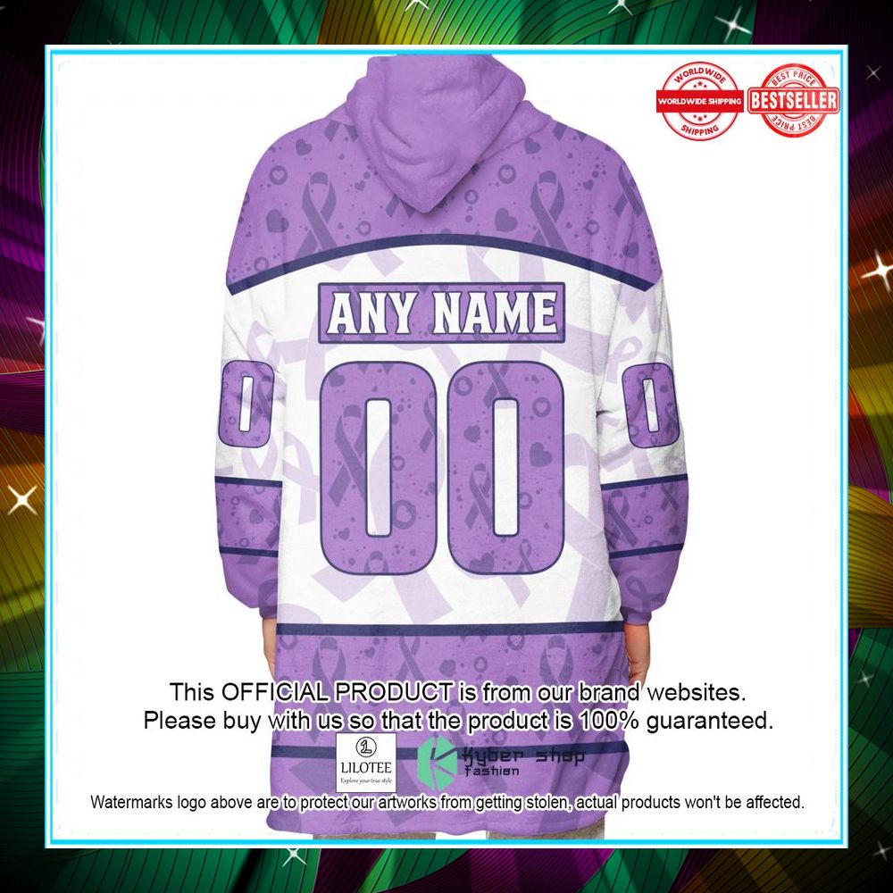 personalized nhl columbus blue jackets special lavender fight cancer oodie blanket hoodie 2 672