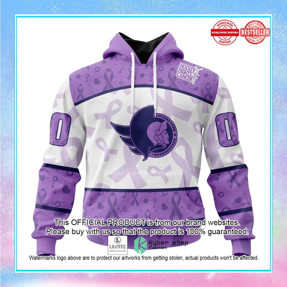 personalized nhl ottawa senators special lavender fight cancer shirt hoodie 1 738